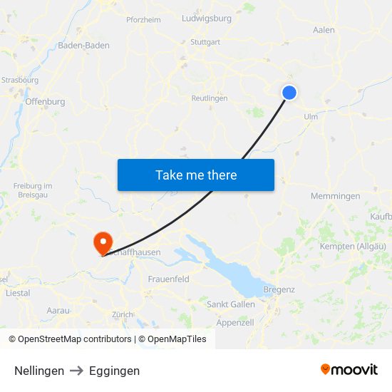 Nellingen to Eggingen map