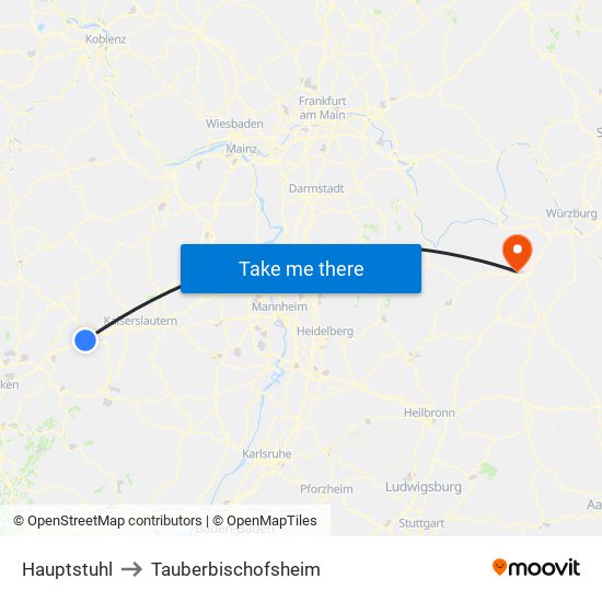 Hauptstuhl to Tauberbischofsheim map