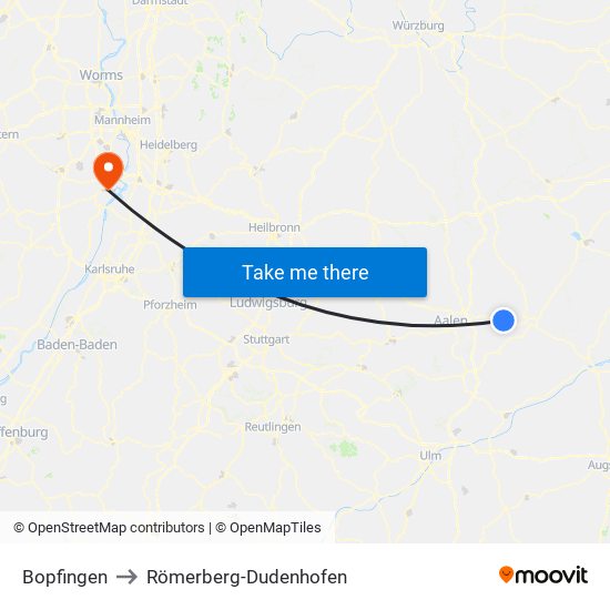 Bopfingen to Römerberg-Dudenhofen map