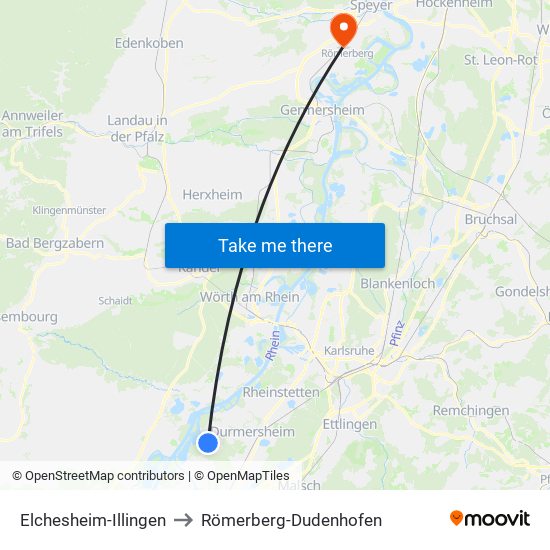Elchesheim-Illingen to Römerberg-Dudenhofen map