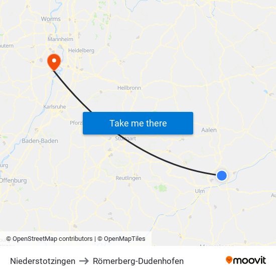 Niederstotzingen to Römerberg-Dudenhofen map