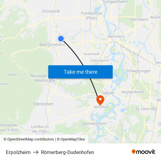 Erpolzheim to Römerberg-Dudenhofen map