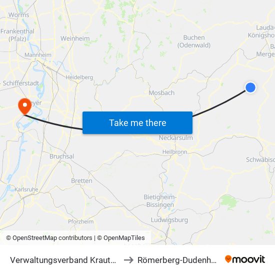 Verwaltungsverband Krautheim to Römerberg-Dudenhofen map