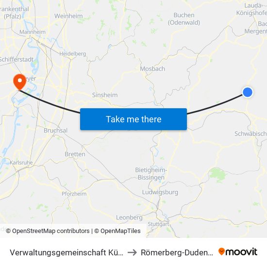 Verwaltungsgemeinschaft Künzelsau to Römerberg-Dudenhofen map