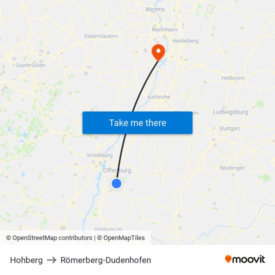 Hohberg to Römerberg-Dudenhofen map