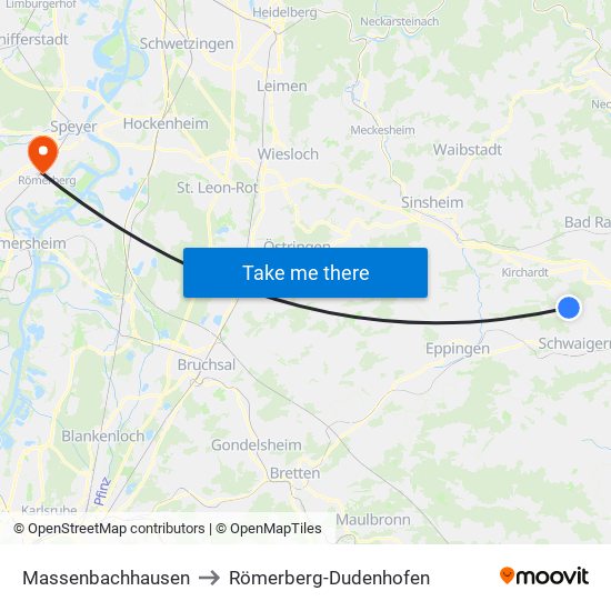 Massenbachhausen to Römerberg-Dudenhofen map