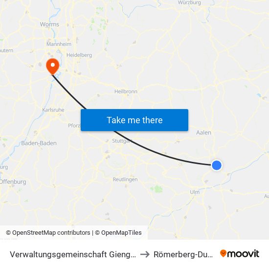 Verwaltungsgemeinschaft Giengen An Der Brenz to Römerberg-Dudenhofen map