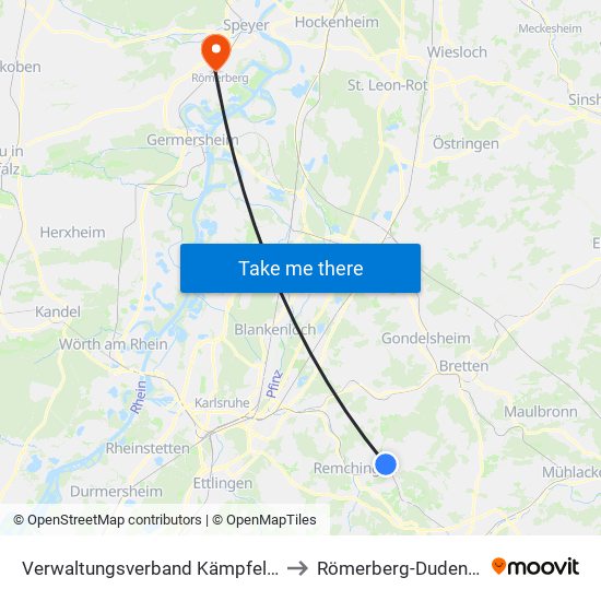 Verwaltungsverband Kämpfelbachtal to Römerberg-Dudenhofen map