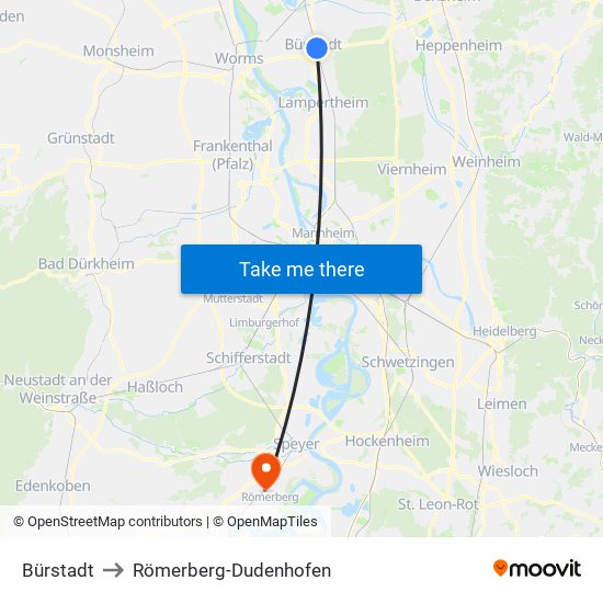 Bürstadt to Römerberg-Dudenhofen map