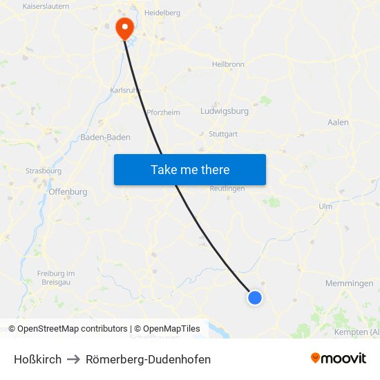 Hoßkirch to Römerberg-Dudenhofen map