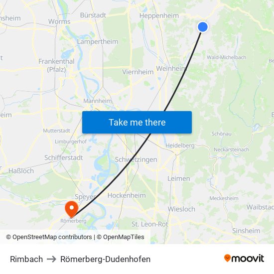 Rimbach to Römerberg-Dudenhofen map