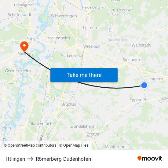 Ittlingen to Römerberg-Dudenhofen map