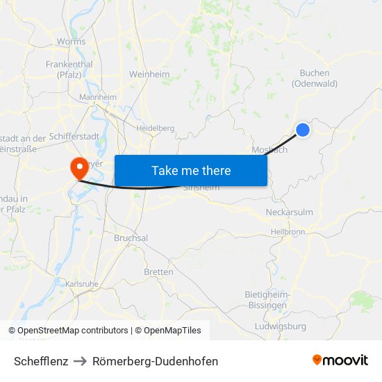 Schefflenz to Römerberg-Dudenhofen map