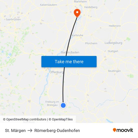 St. Märgen to Römerberg-Dudenhofen map