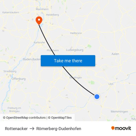 Rottenacker to Römerberg-Dudenhofen map