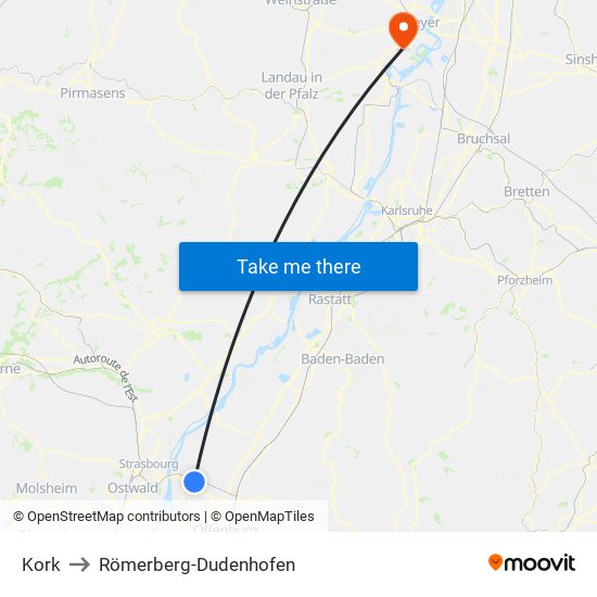 Kork to Römerberg-Dudenhofen map