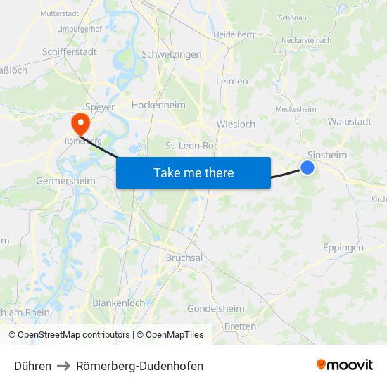 Dühren to Römerberg-Dudenhofen map