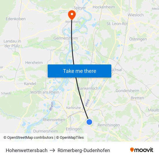 Hohenwettersbach to Römerberg-Dudenhofen map