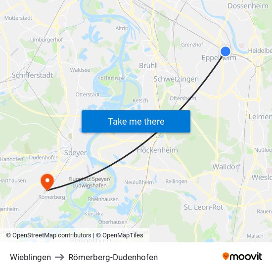 Wieblingen to Römerberg-Dudenhofen map