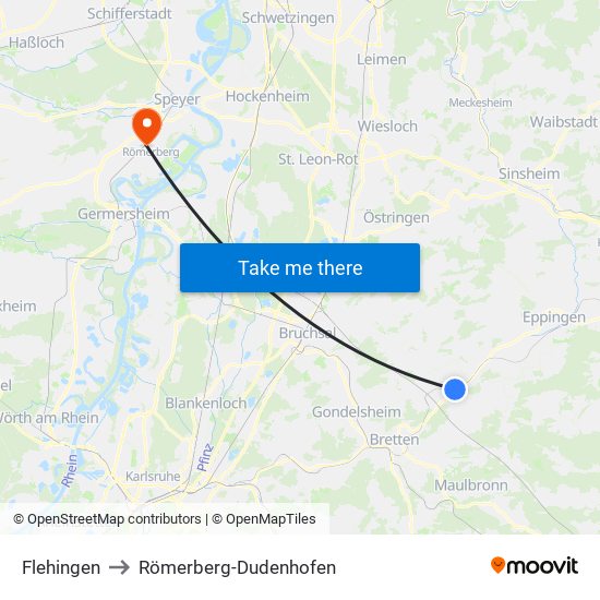 Flehingen to Römerberg-Dudenhofen map