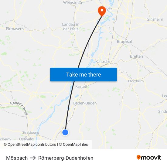 Mösbach to Römerberg-Dudenhofen map