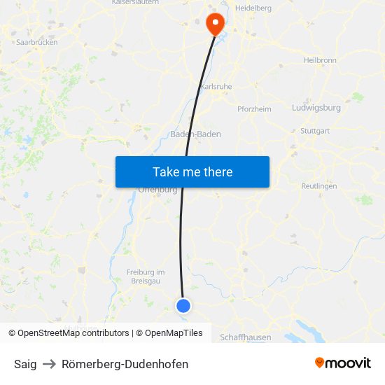 Saig to Römerberg-Dudenhofen map