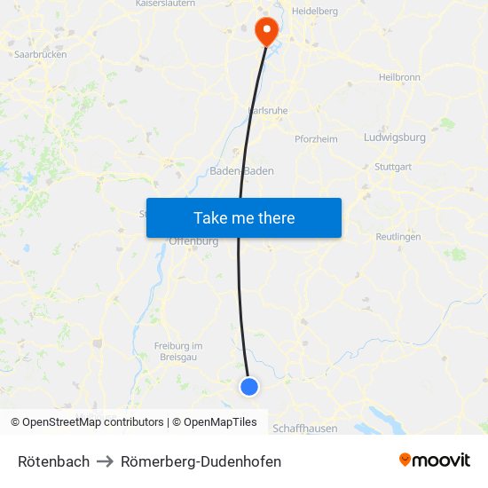 Rötenbach to Römerberg-Dudenhofen map