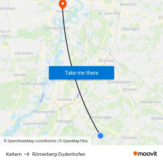 Keltern to Römerberg-Dudenhofen map