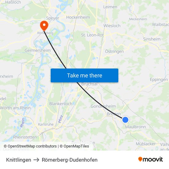 Knittlingen to Römerberg-Dudenhofen map