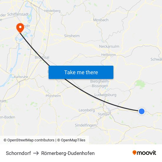 Schorndorf to Römerberg-Dudenhofen map