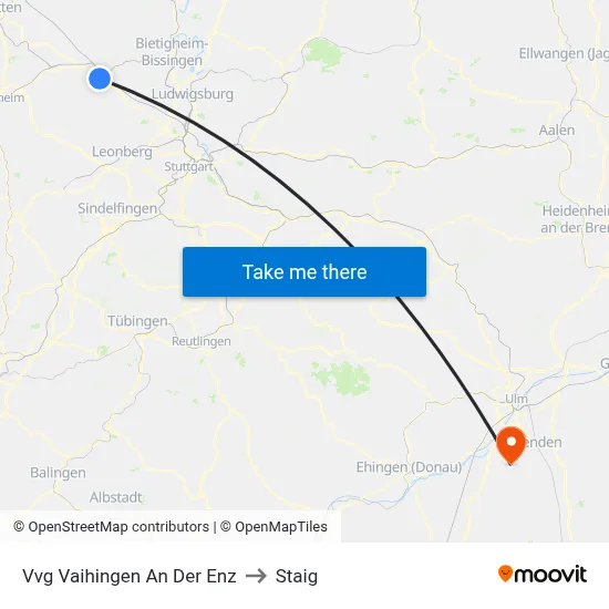 Vvg Vaihingen An Der Enz to Staig map