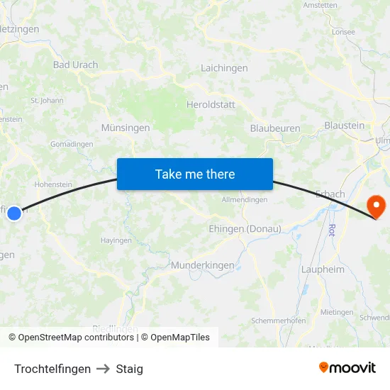 Trochtelfingen to Staig map
