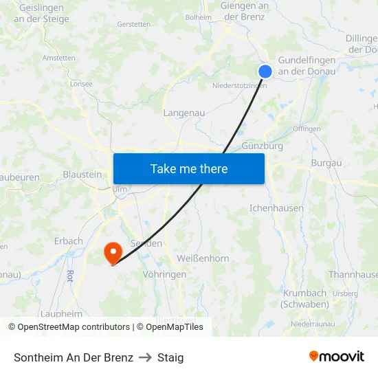Sontheim An Der Brenz to Staig map