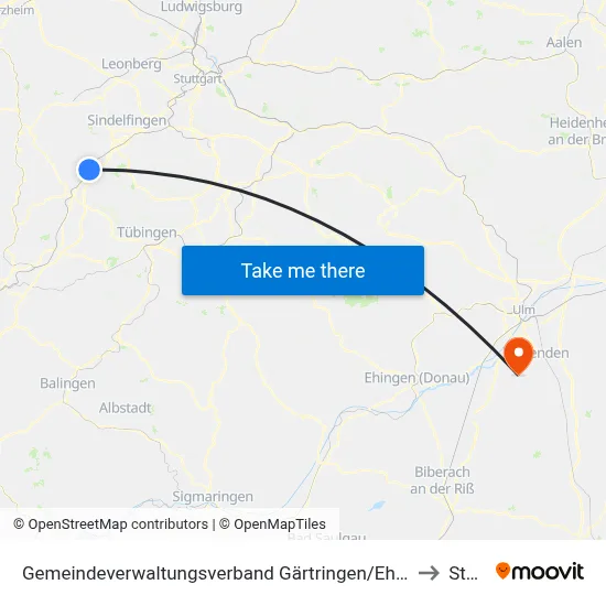 Gemeindeverwaltungsverband Gärtringen/Ehningen to Staig map