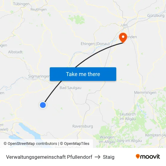 Verwaltungsgemeinschaft Pfullendorf to Staig map