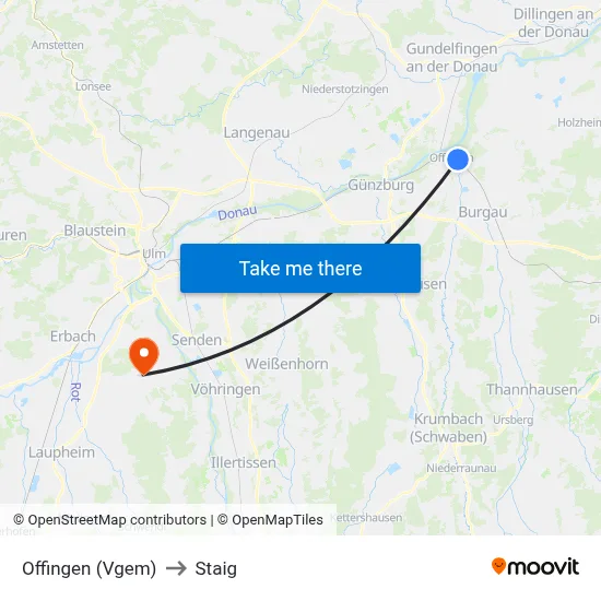 Offingen (Vgem) to Staig map
