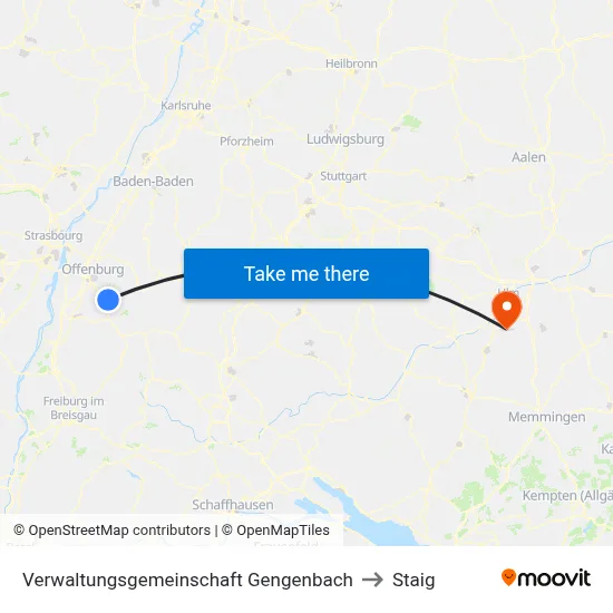 Verwaltungsgemeinschaft Gengenbach to Staig map