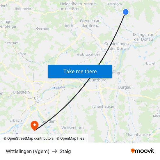 Wittislingen (Vgem) to Staig map