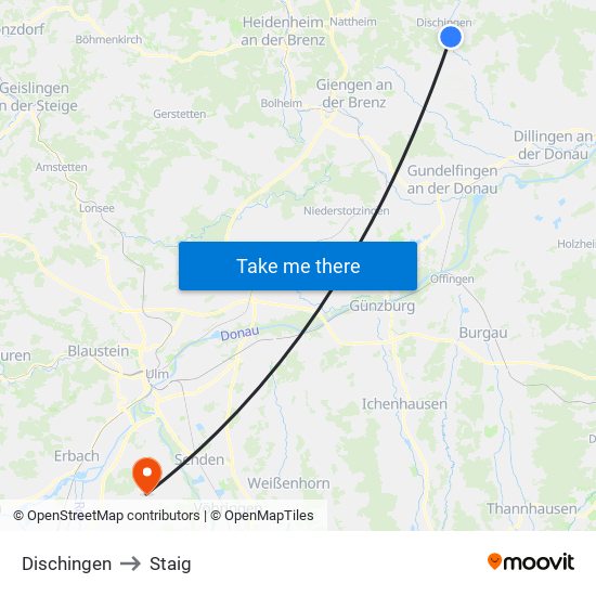 Dischingen to Staig map