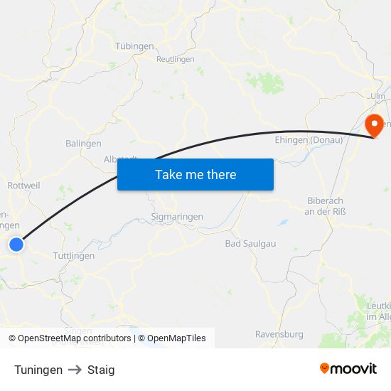 Tuningen to Staig map