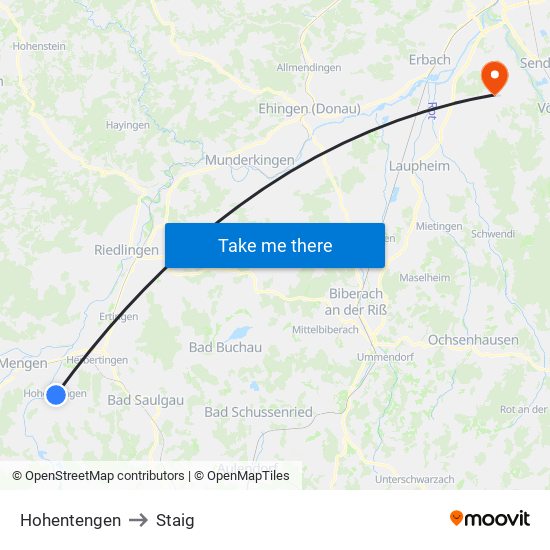 Hohentengen to Staig map