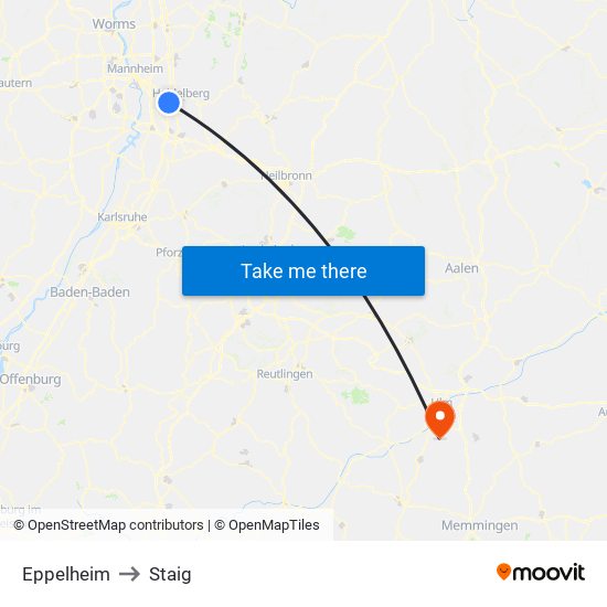 Eppelheim to Staig map