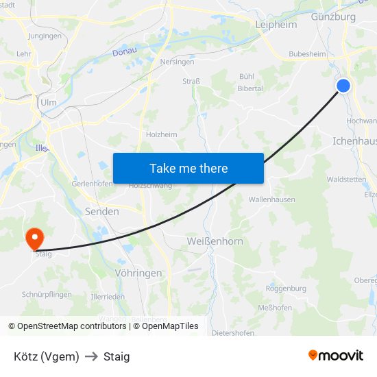 Kötz (Vgem) to Staig map