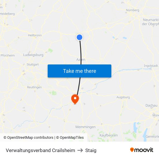 Verwaltungsverband Crailsheim to Staig map