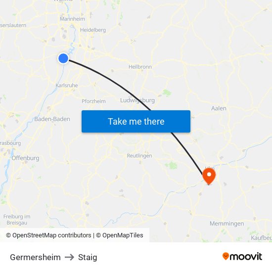 Germersheim to Staig map