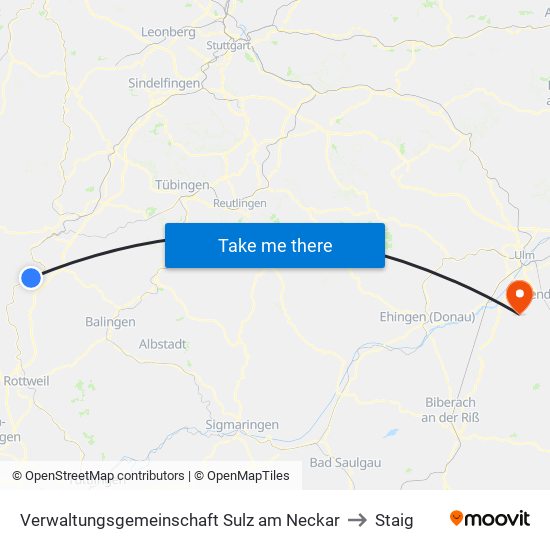 Verwaltungsgemeinschaft Sulz am Neckar to Staig map