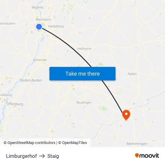 Limburgerhof to Staig map