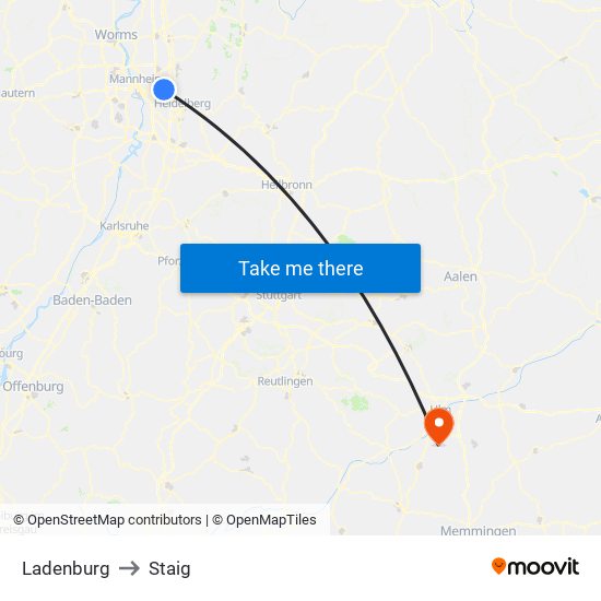 Ladenburg to Staig map