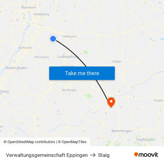 Verwaltungsgemeinschaft Eppingen to Staig map