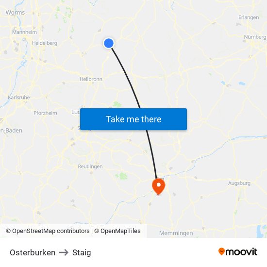 Osterburken to Staig map